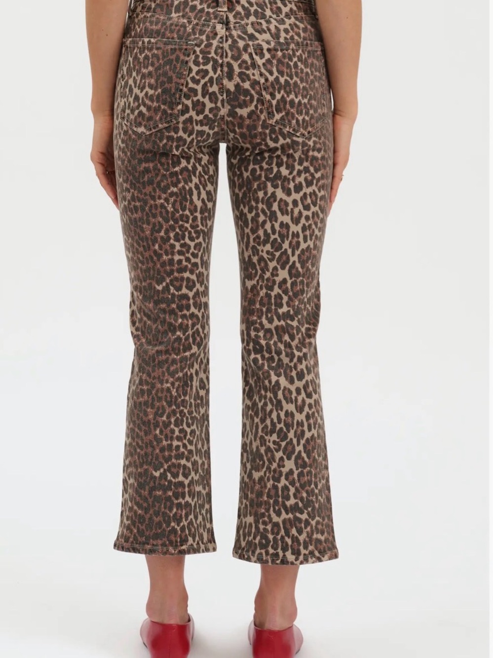 DAZE Women's Straight Brown Leg Leopard Print Jeans - Picture 2 of 10